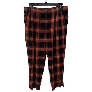 Cartonnier by Anthropologie Tartan Plaid Ankle Pants Black Motif Size 6P